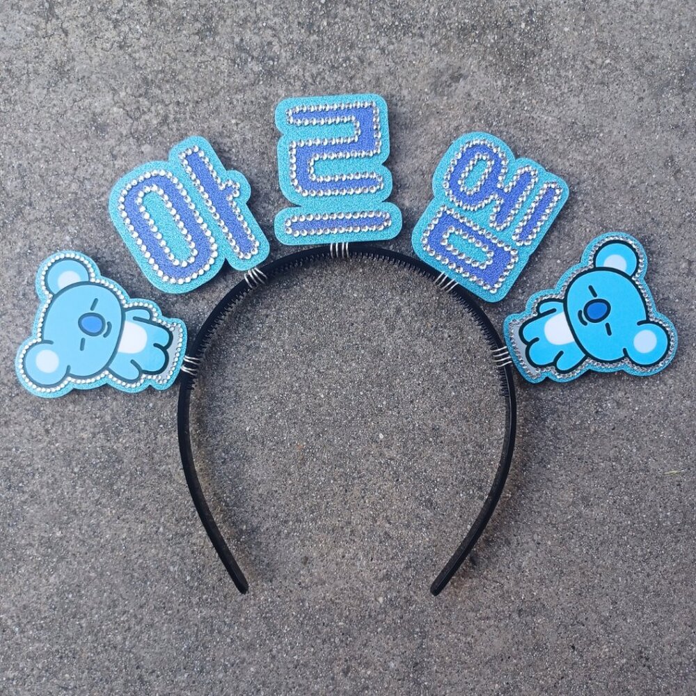 RM BTS Headband KPOP Rhinestone Hair Banner Hangul Name Handmade